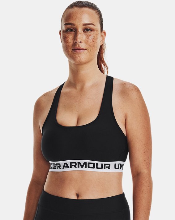 Women's Armour® Mid Crossback Sports Bra, Black, pdpMainDesktop image number 3